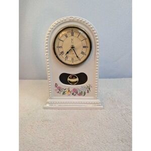 PS Limited Edition 1994 Floral Ceramic Mantle Clock Decorative White